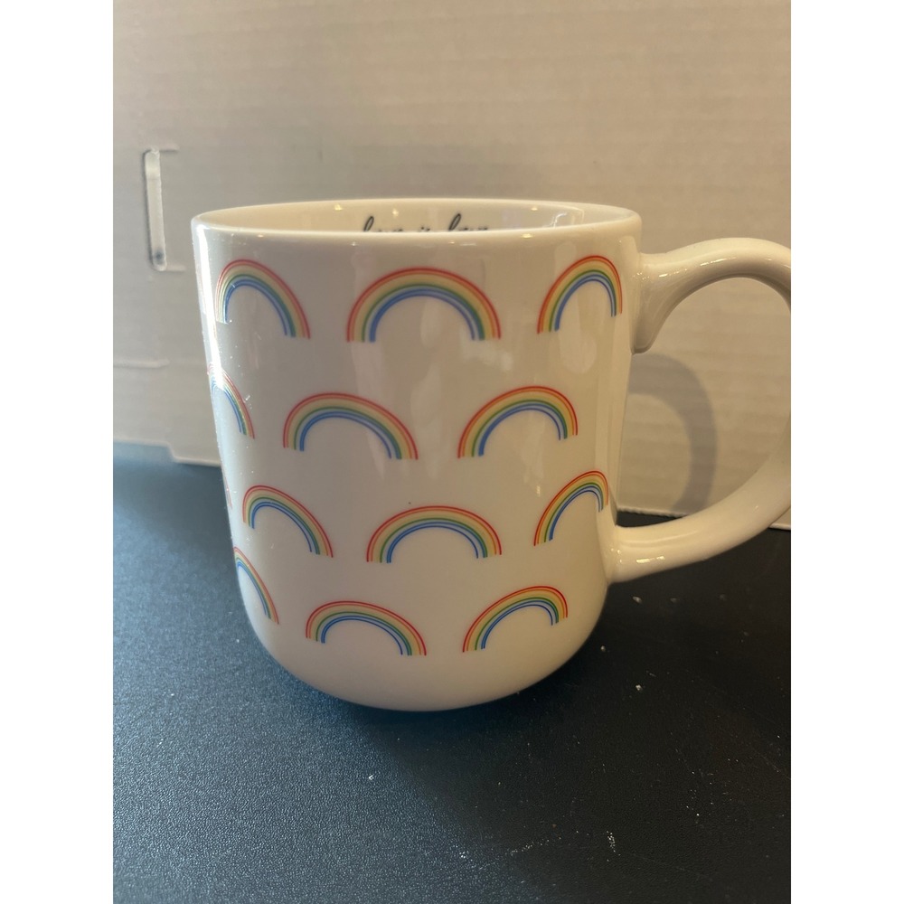 Roobee by Mara-Mi Rainbow Mug Love Is Love White Ceramic Coffee‎ Cup 4 Inch